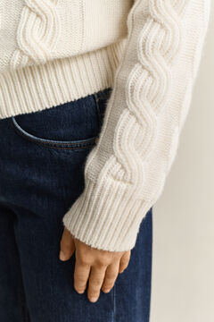 Wool Blend Cable Knit Sweater — CREAM 5