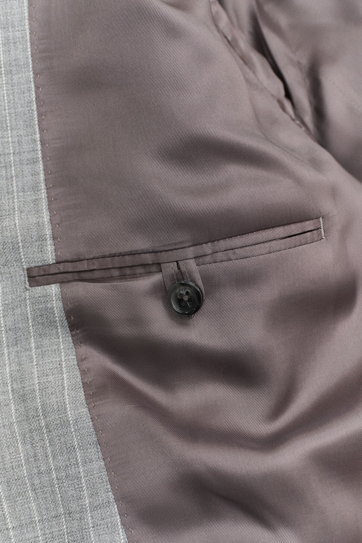 Pinstriped Suit Jacket — GREY MELANGE