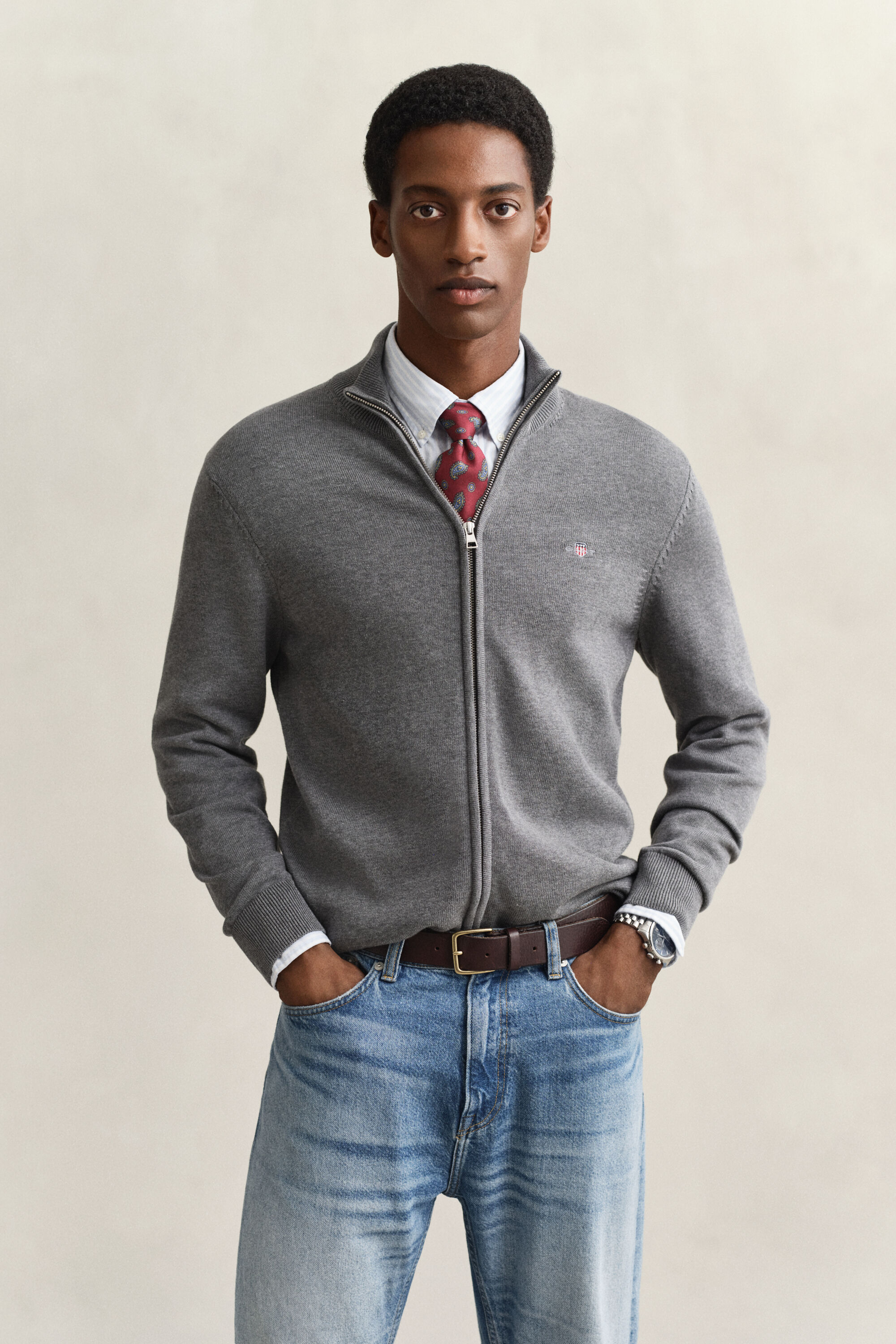 Wool Blend Shawl Collar Cardigan - GANT