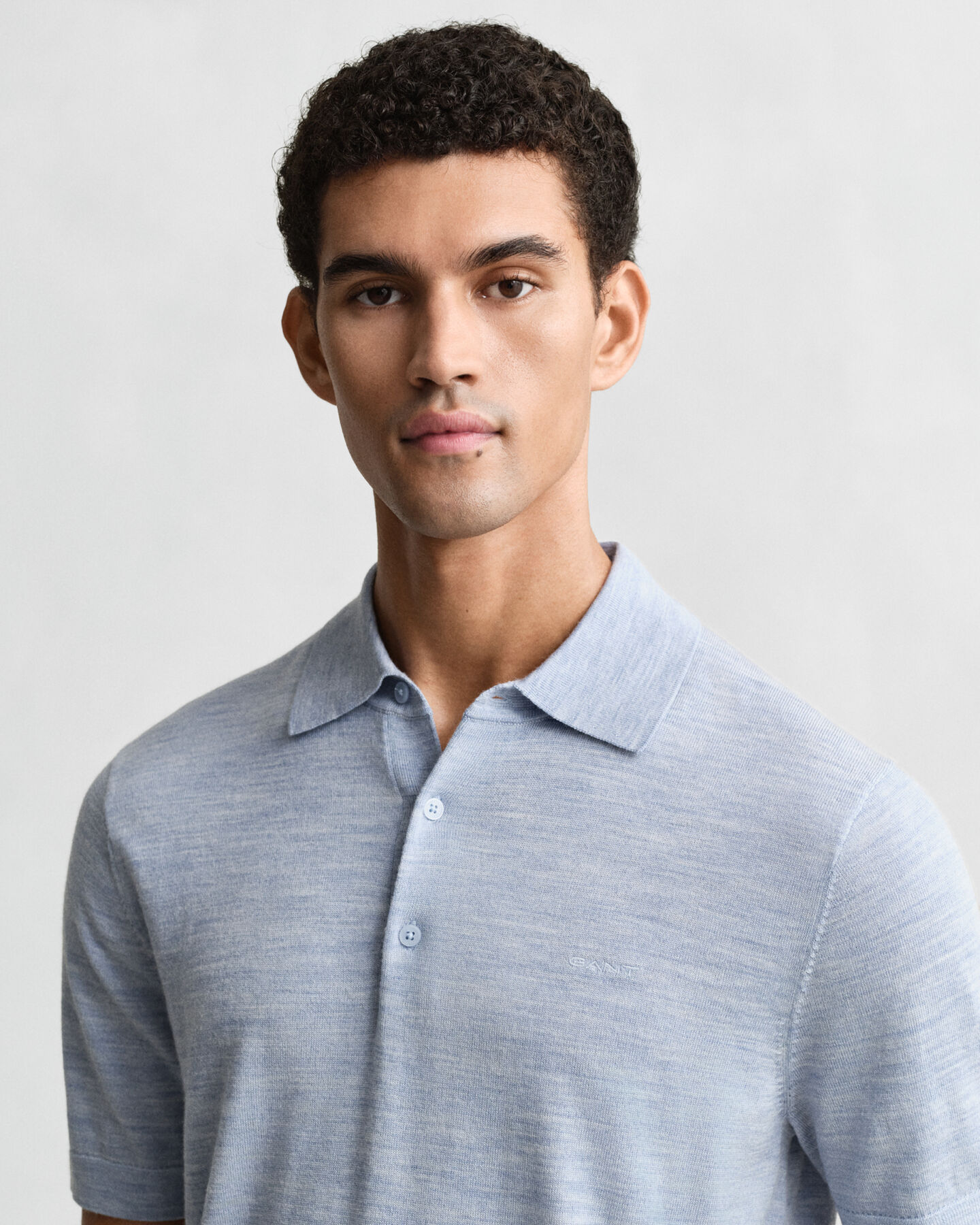 Extra Fine Merino Wool Short Sleeve Polo Sweater