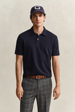 Waffle Texture Polo Shirt — EVENING BLUE 5