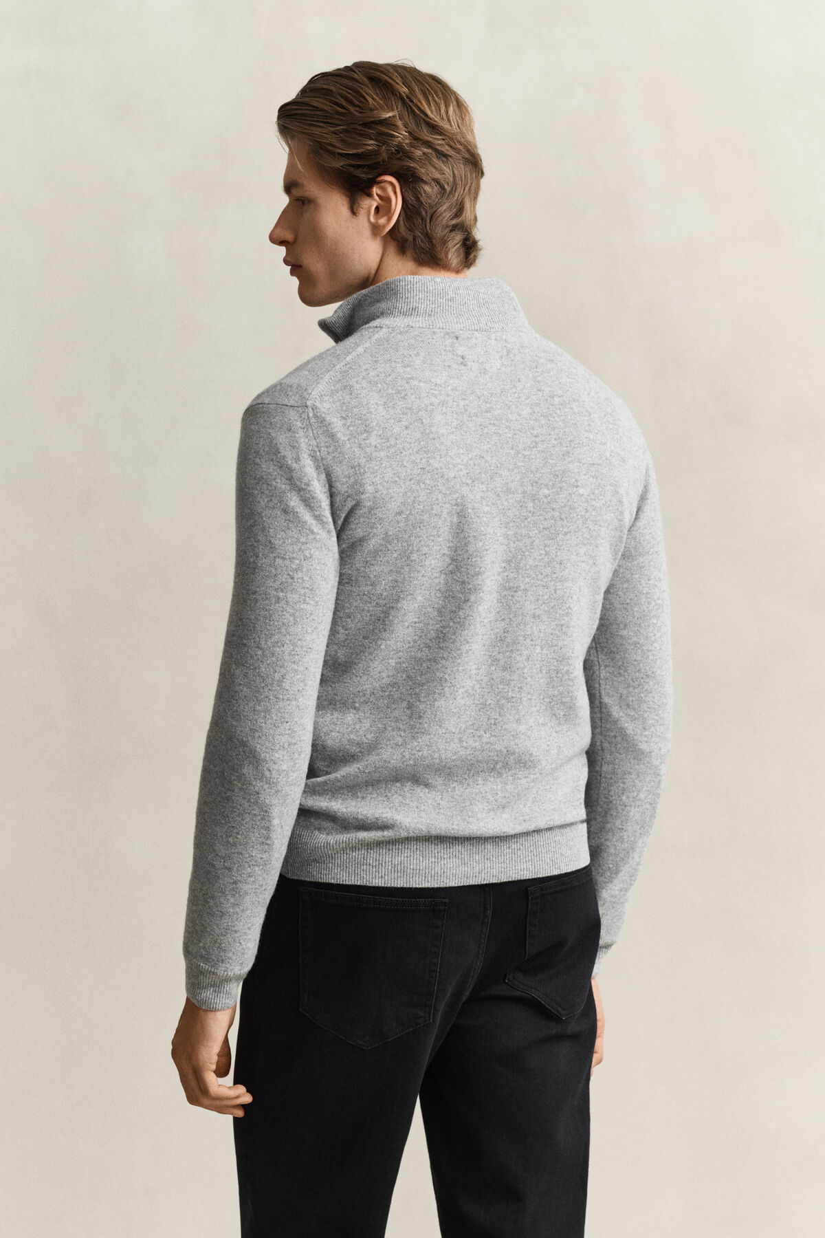 Lambswool Half-Zip Sweater — GREY MELANGE