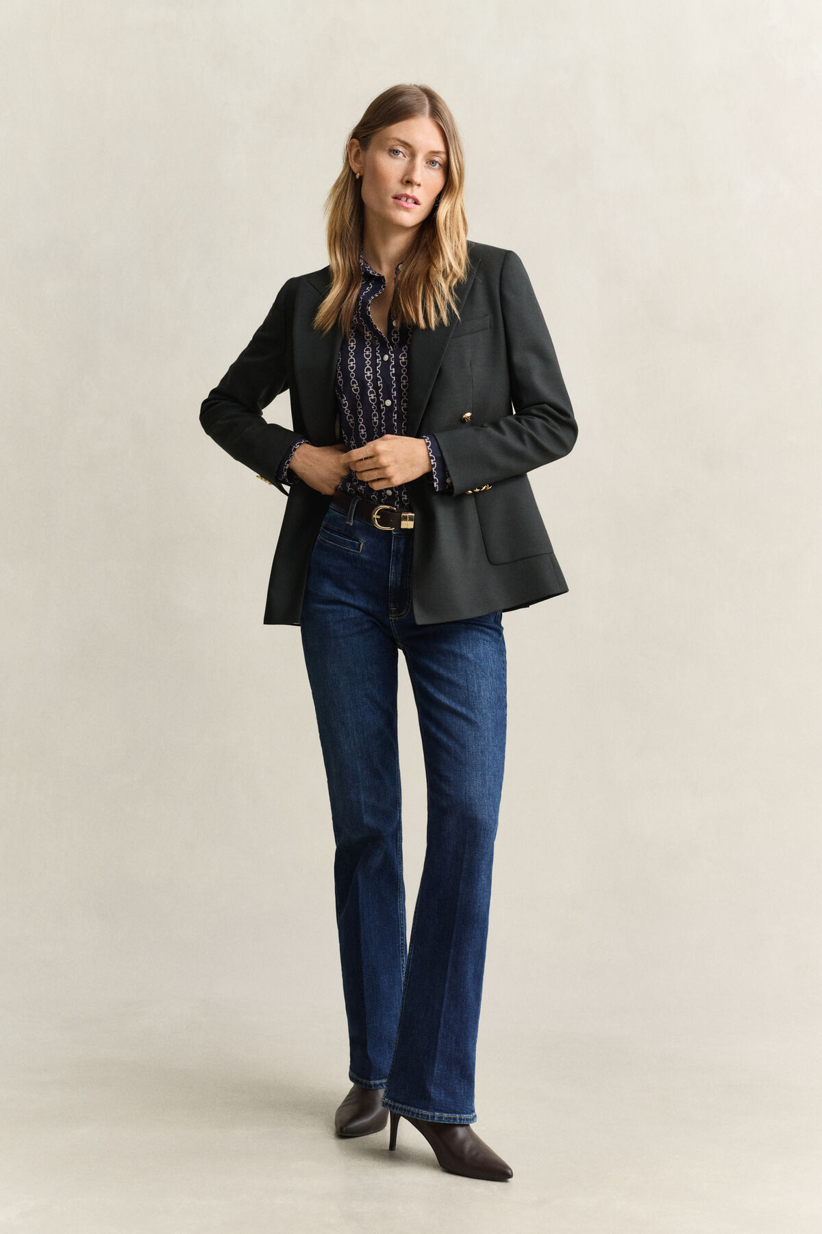 Printed Cotton Voile Shirt — EVENING BLUE