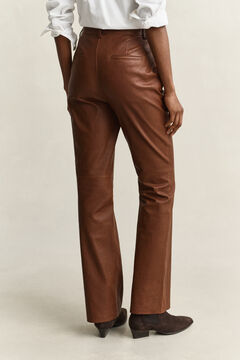 Flared Leather Pants — MAHOGANY BROWN 2