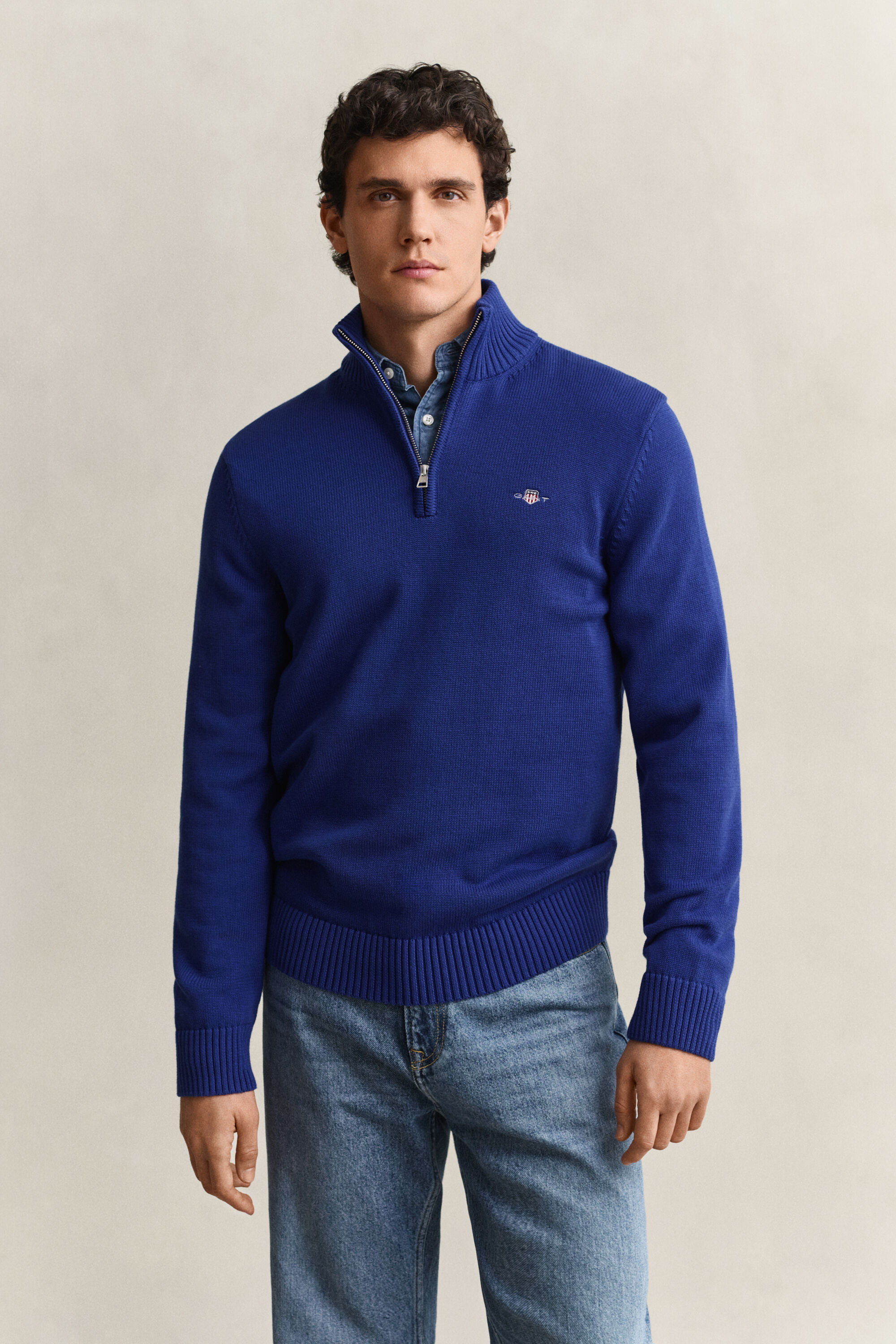 Casual Cotton Half-Zip Sweater