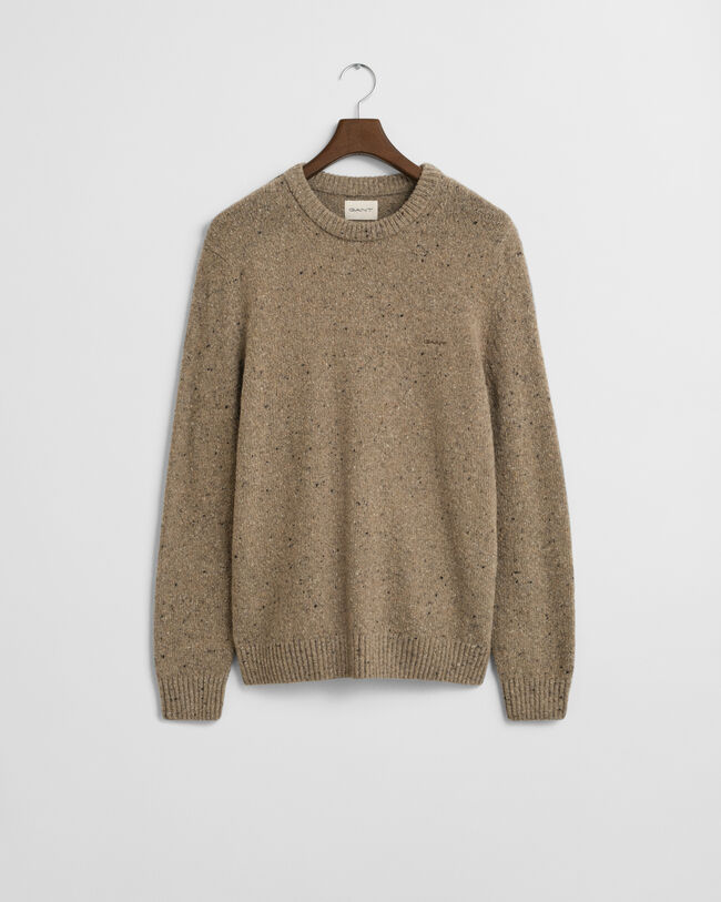 Wool Blend Nepps Crew Neck Sweater