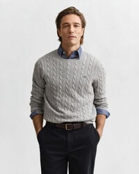 Cotton Cable Knit Crew Neck Sweater