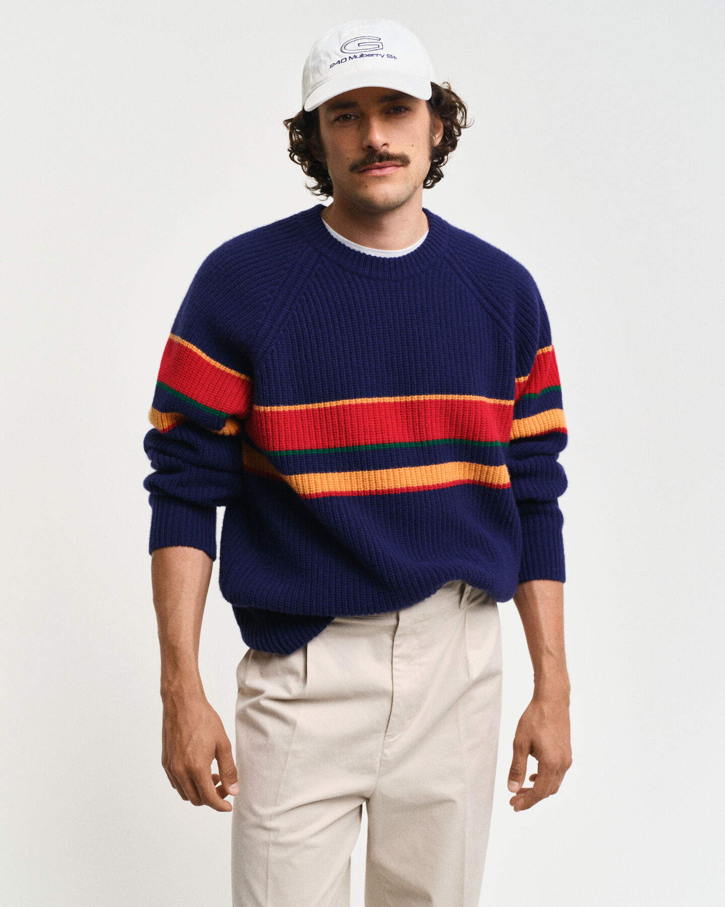 Striped Raglan Sleeves Crew Neck Sweater