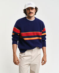 Striped Raglan Sleeves Crew Neck Sweater