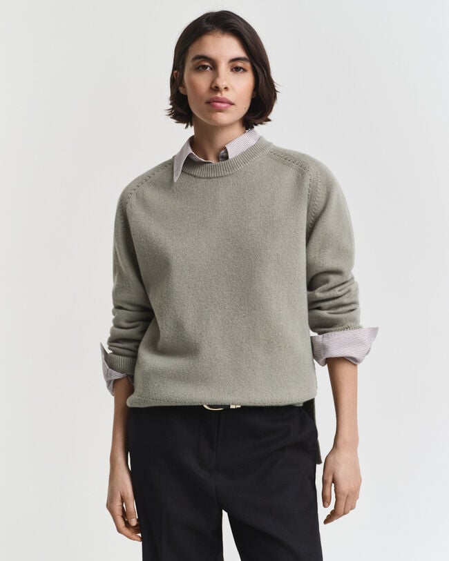 Soft Wool Cashmere Blend Crew Neck Sweater