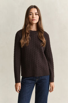 Cashmere Cable Knit Sweater — DEEP BROWN 4