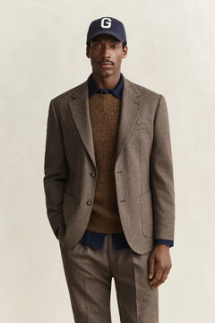 Wool Herringbone Suit Jacket — BLACK BROWN 8