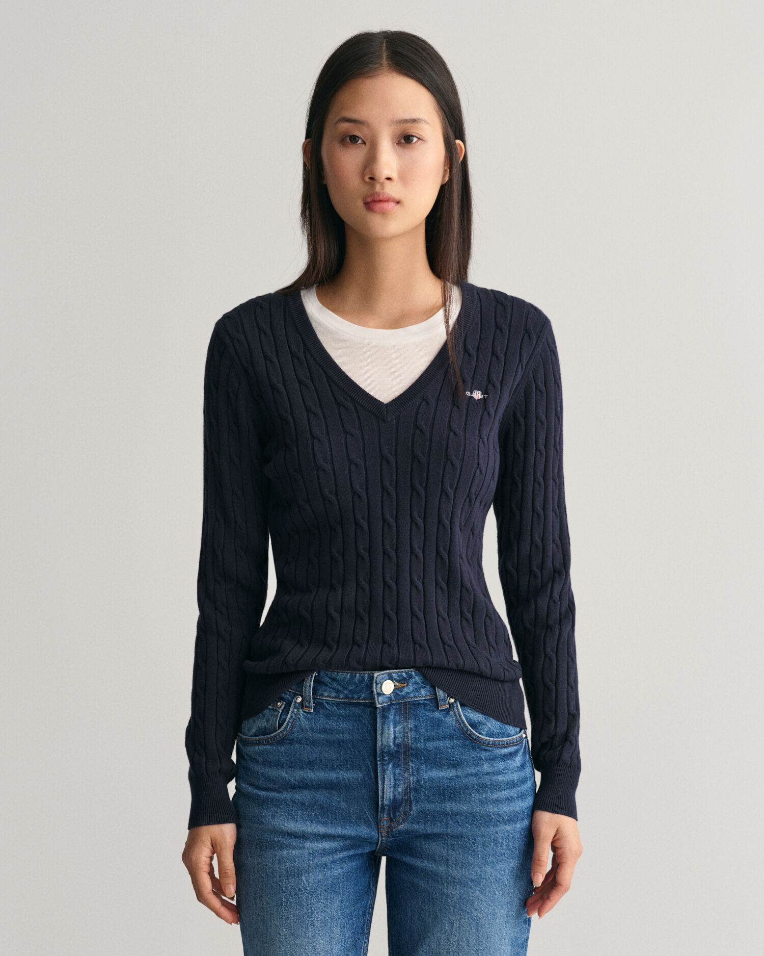 knitted V-neck jumper