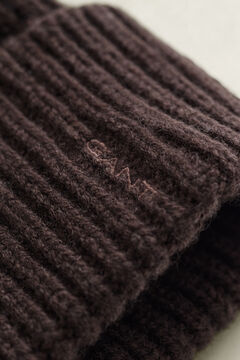 Ribbed Wool Cashmere Blend Beanie — DEEP BROWN 1