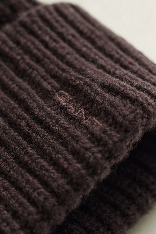 Ribbed Wool Cashmere Blend Beanie — DEEP BROWN