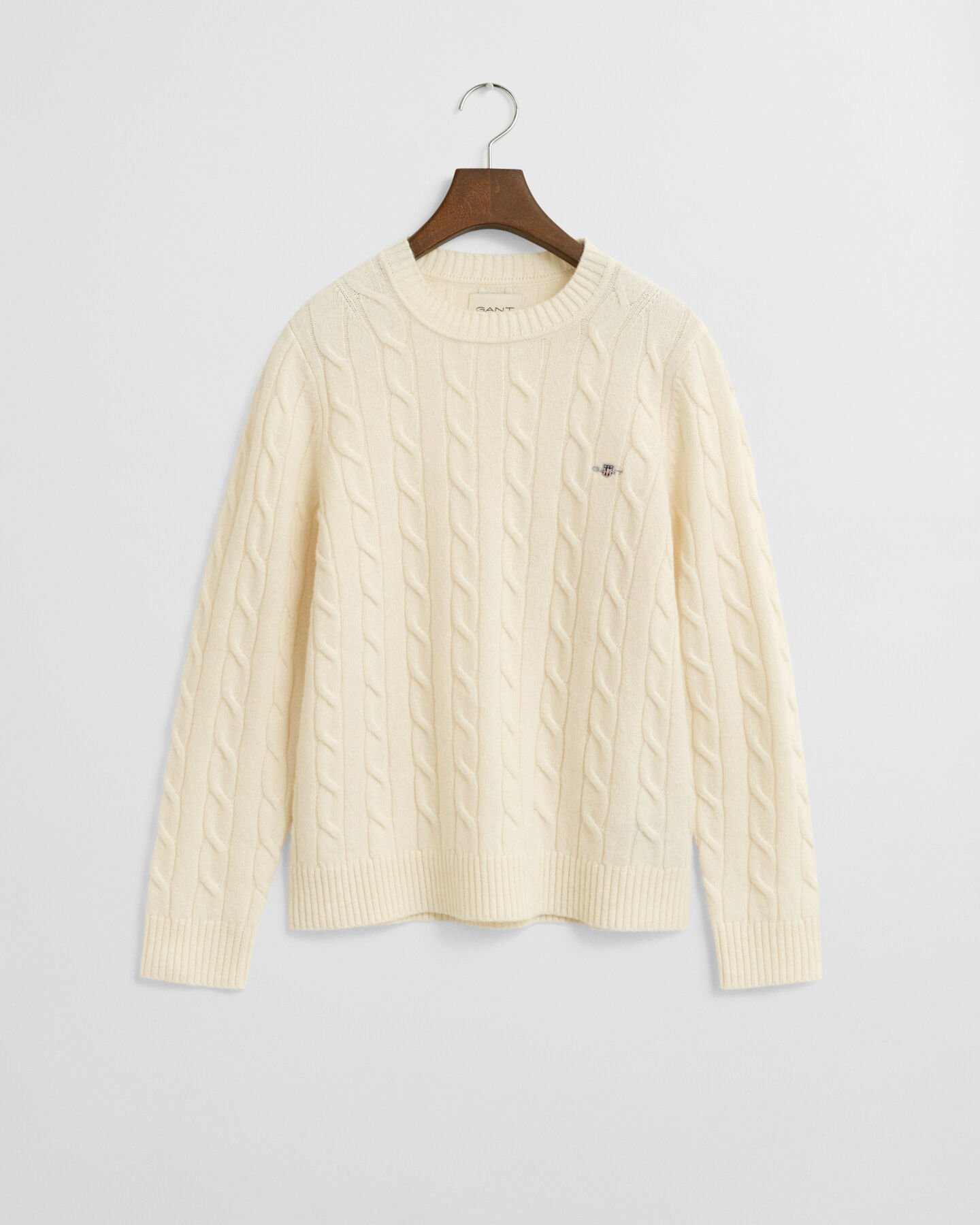 Lambswool Cable Knit Crew Neck Sweater