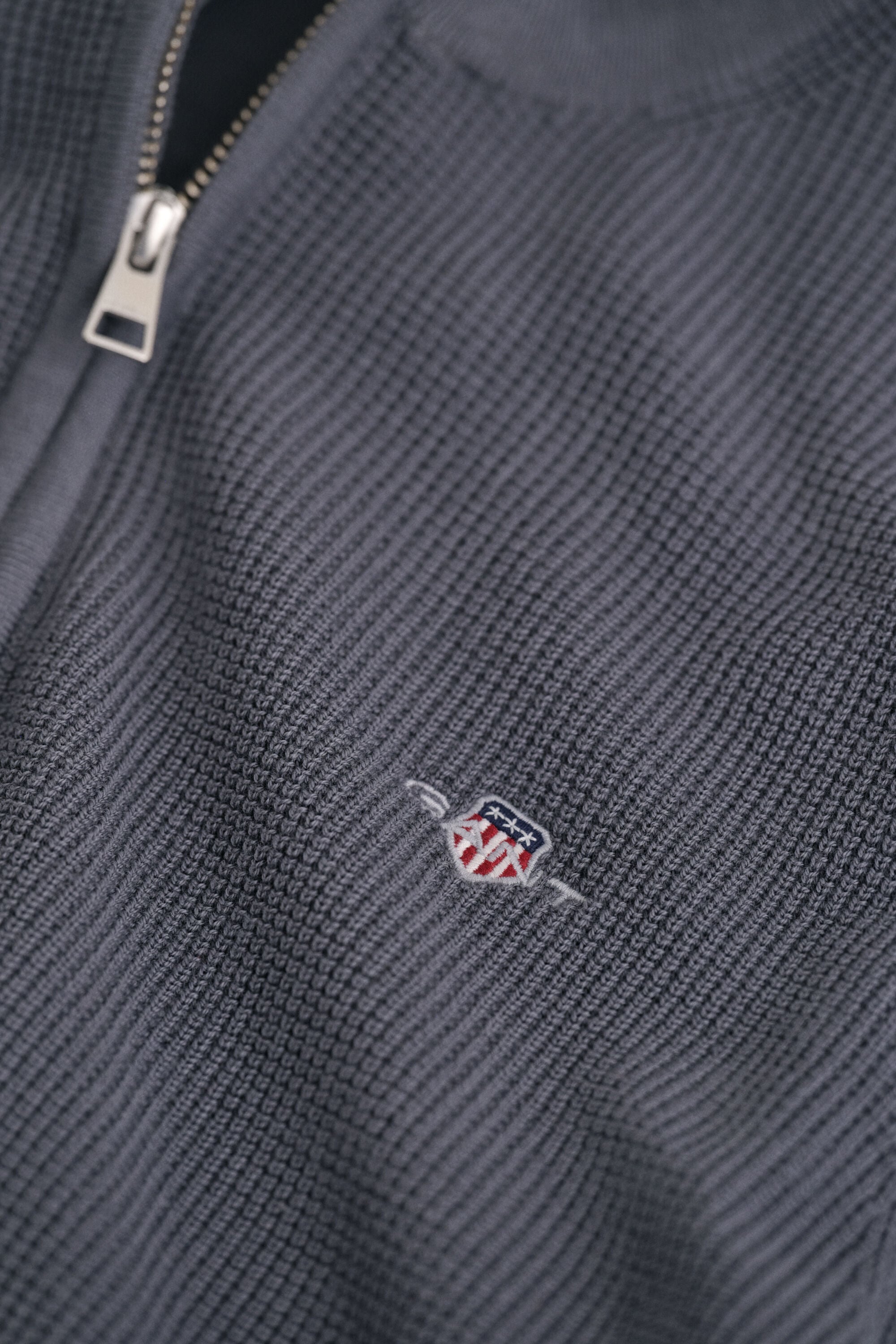 Textured Cotton Half-Zip Sweater