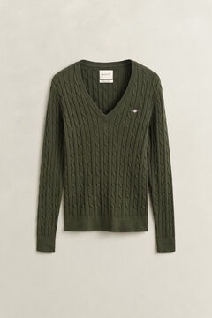 Classic Cable Knit Sweater — MOSSY GREEN 1