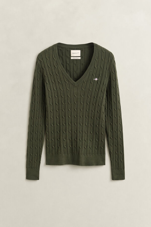 Classic Cable Knit Sweater — MOSSY GREEN