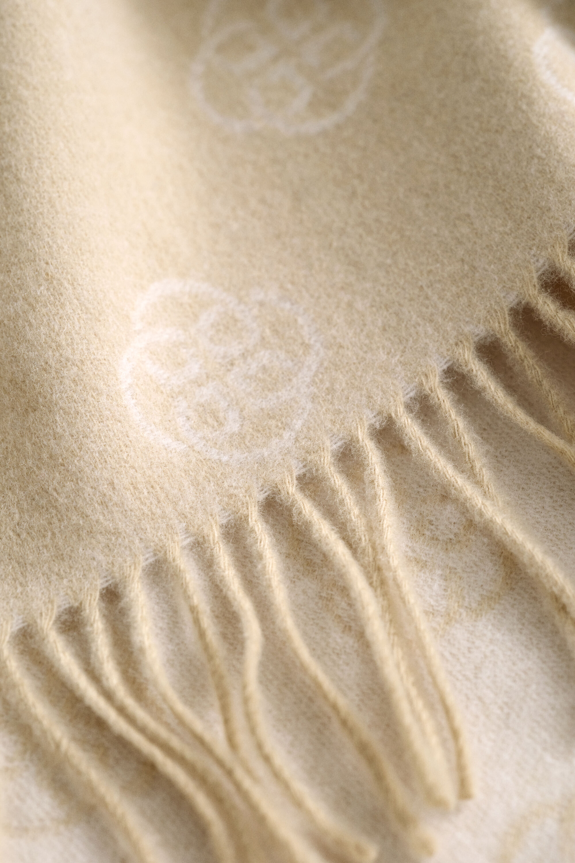 Monogram Wool Scarf — OAT BEIGE