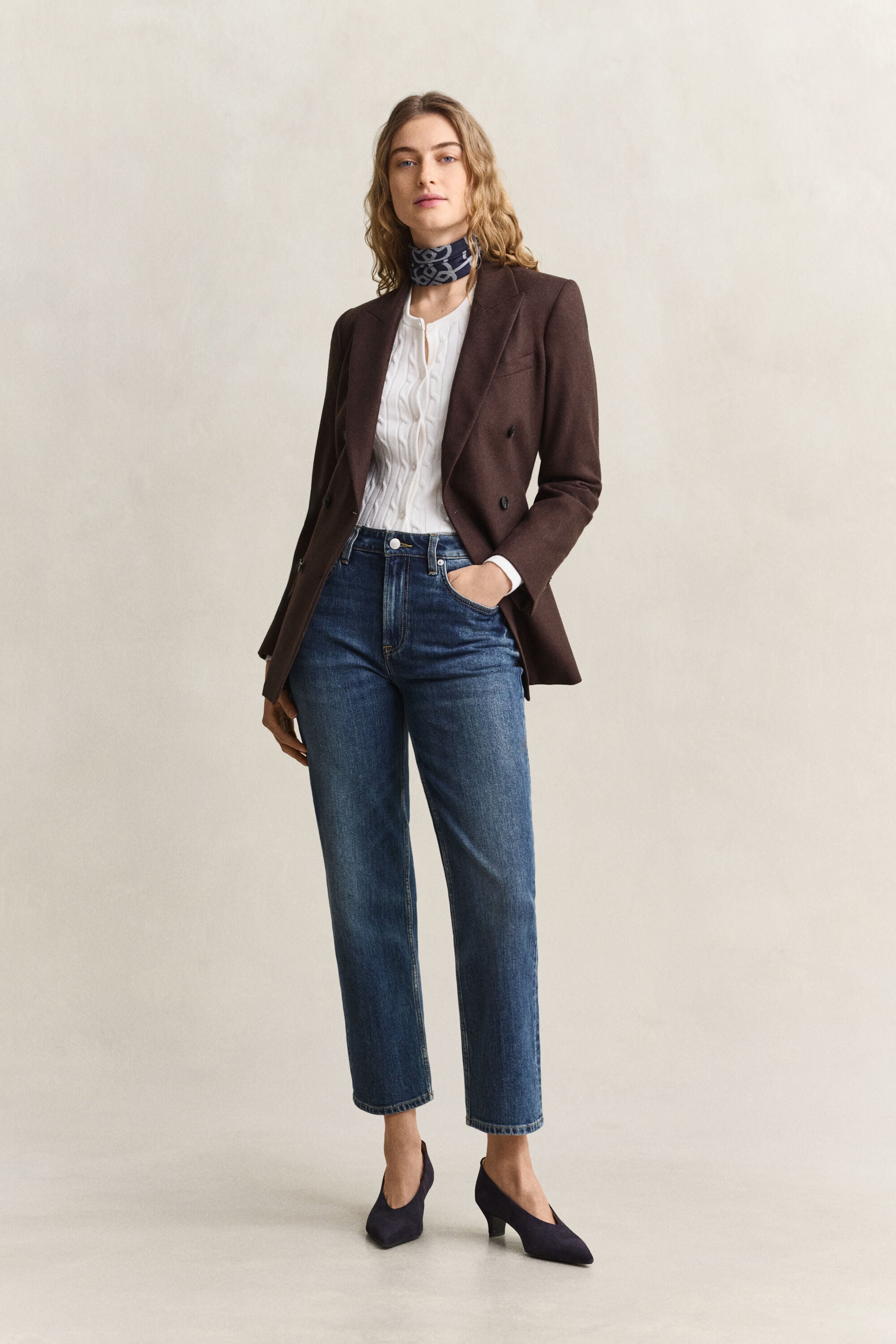Stretch Cotton Cable Knit Cardigan