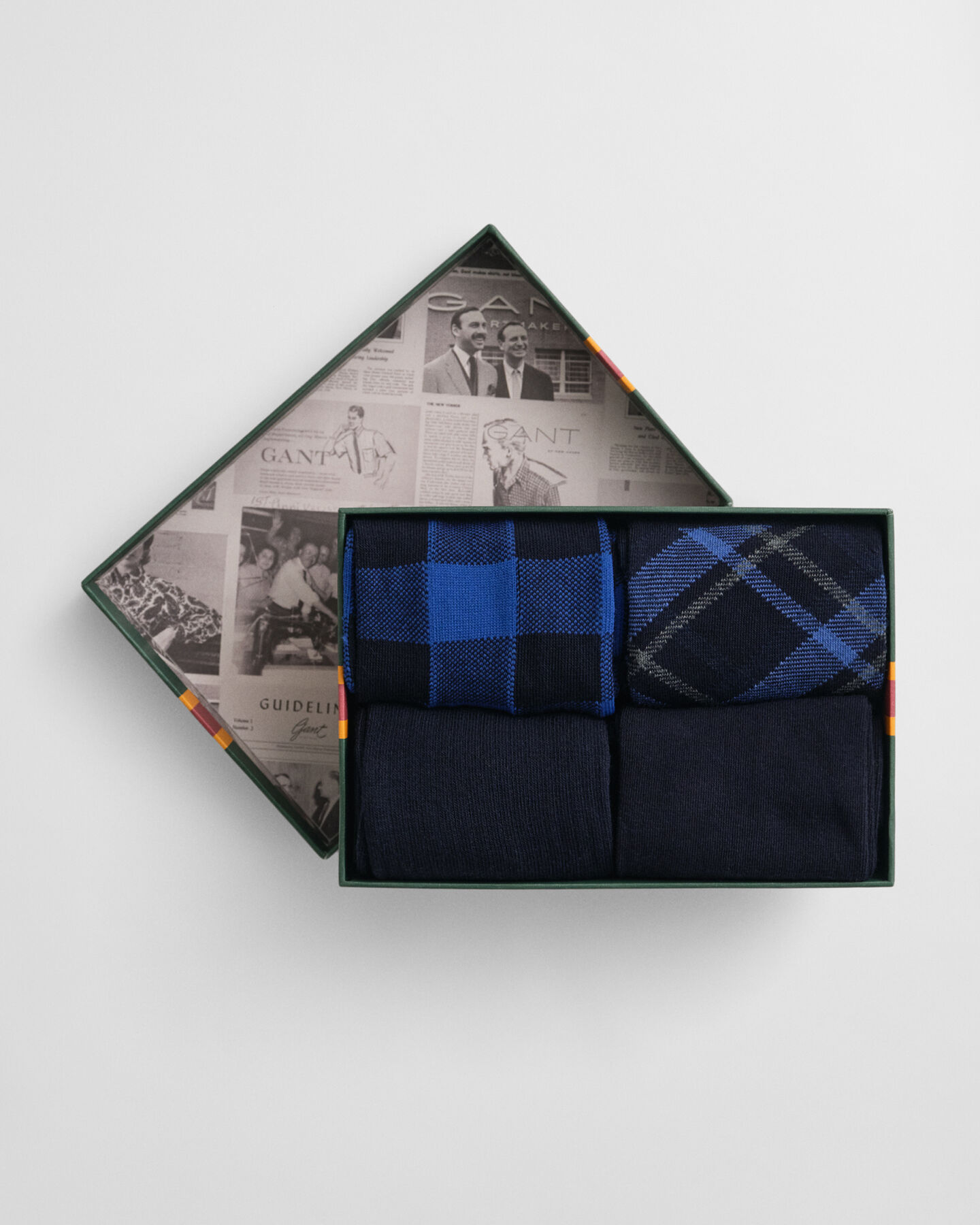 4-Pack Checked & Solid Socks Gift Box