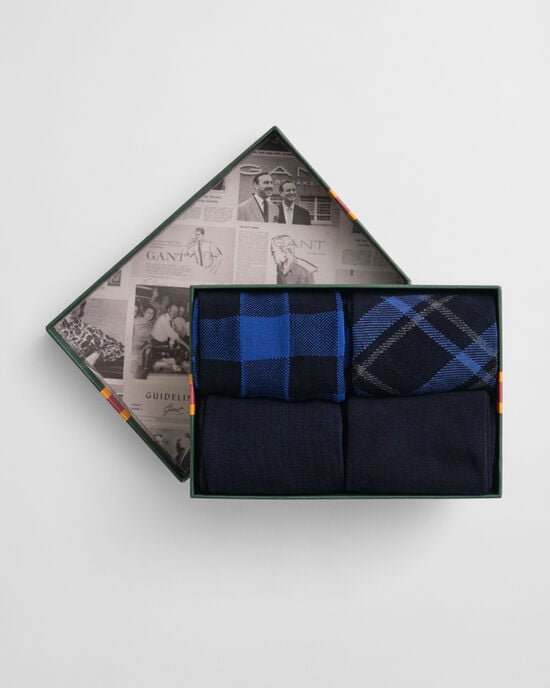 4-Pack Checked & Solid Socks Gift Box