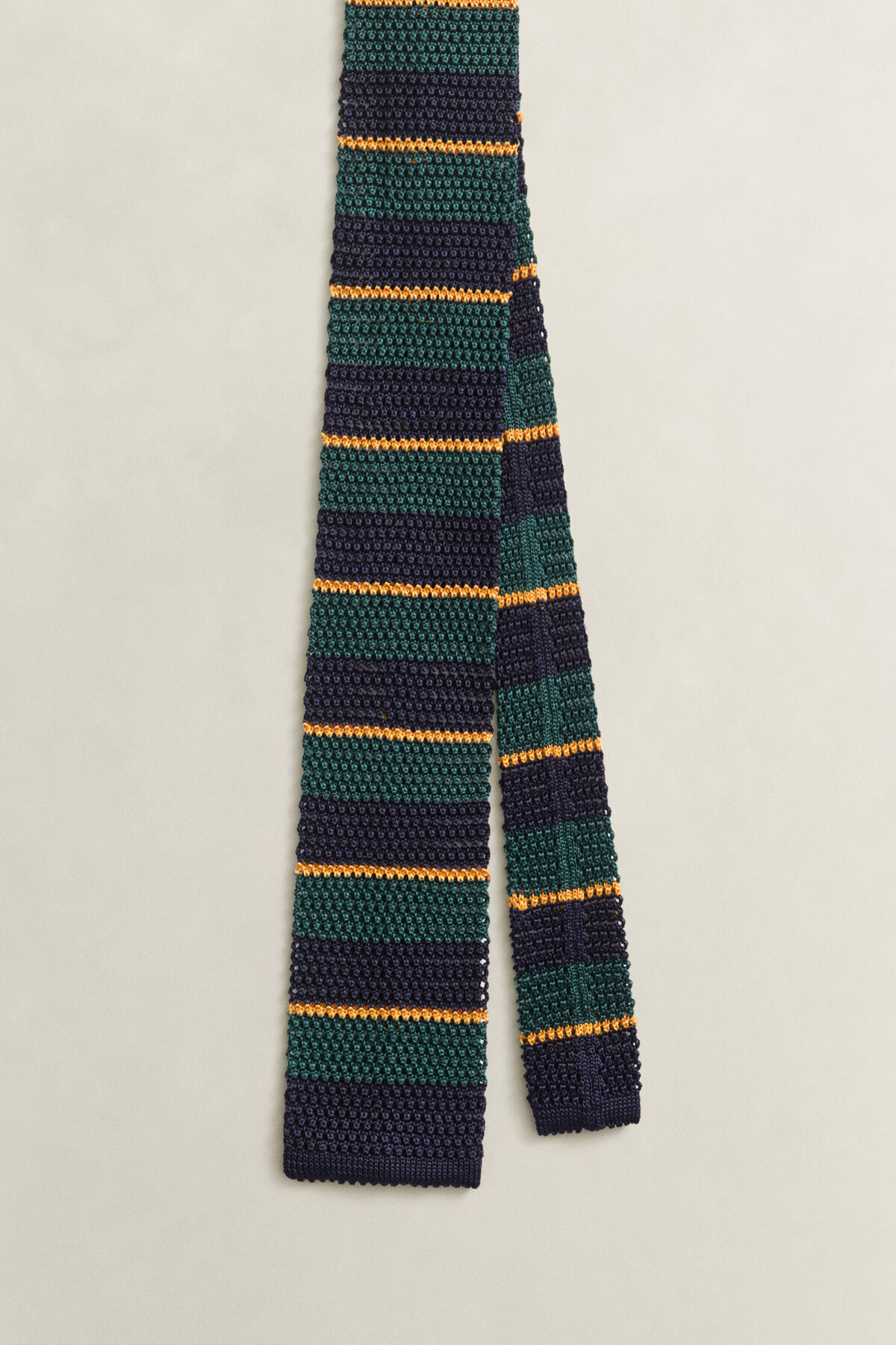 Knitted Striped Tie — TARTAN GREEN