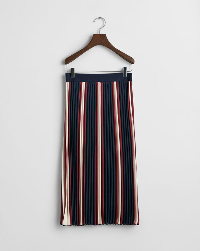 Pleated Striped Skirt