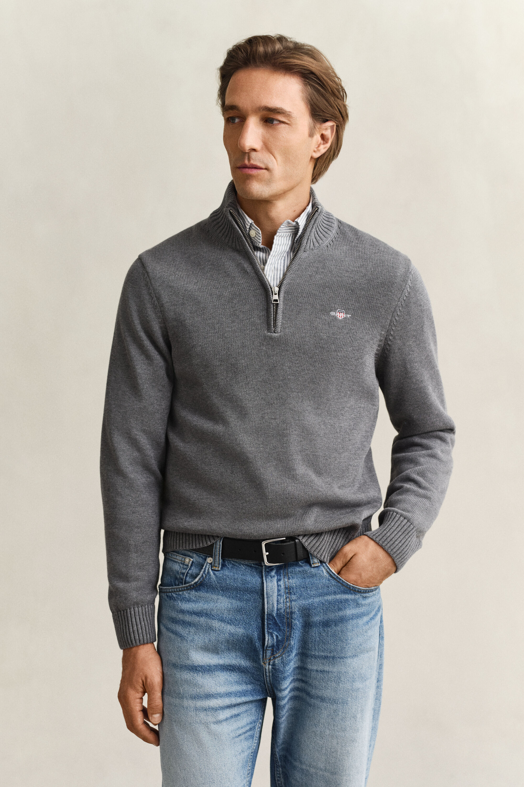 Casual Cotton Half-Zip Sweater