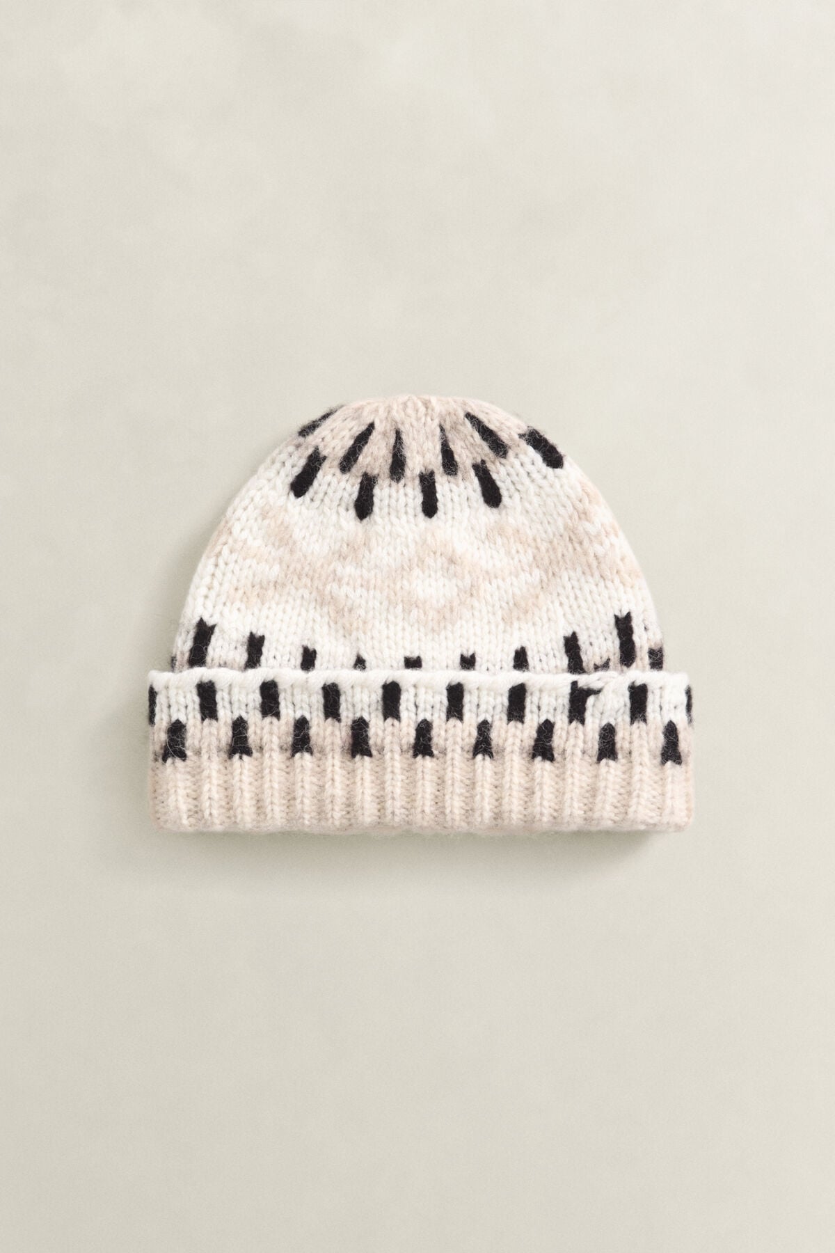 Jacquard Beanie — LIGHT BEIGE MELANGE