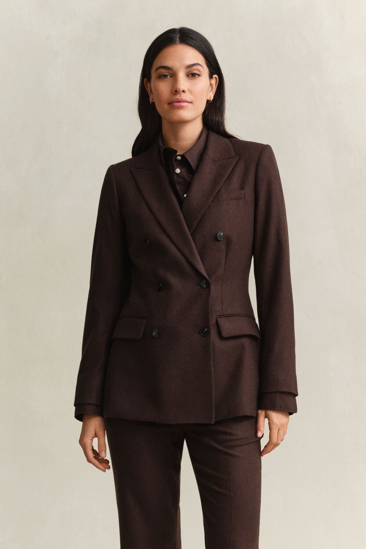 Flannel Blazer — DEEP BROWN