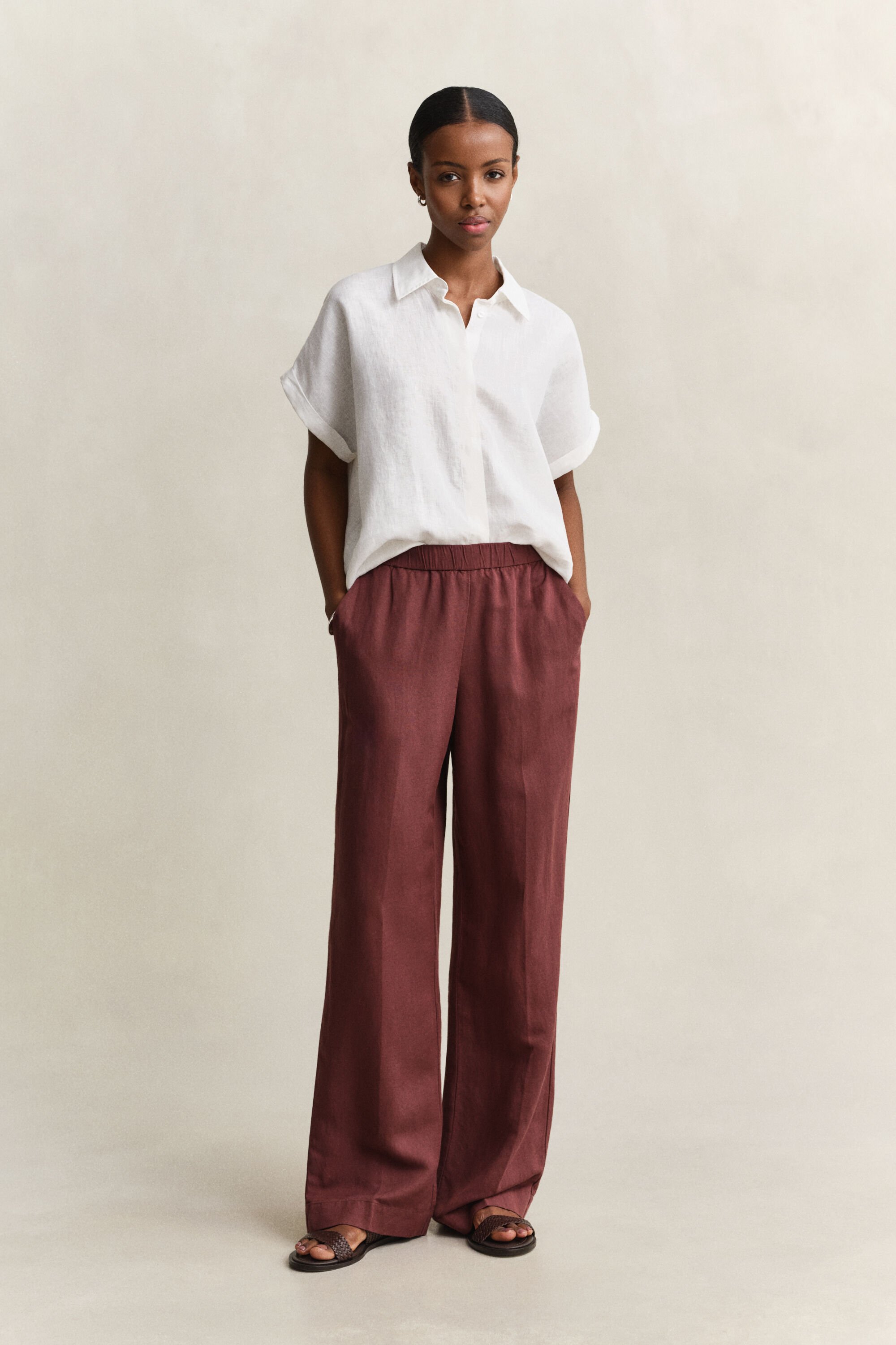 Linen Cap Sleeve Shirt