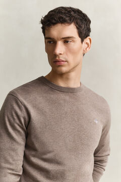 Cotton Crew Neck Sweater — DK HAZELNUT MELANGE 3