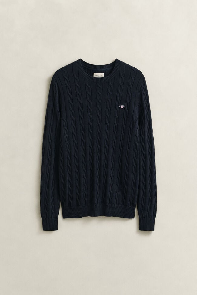 Cotton Cable Knit Crew Neck Sweater