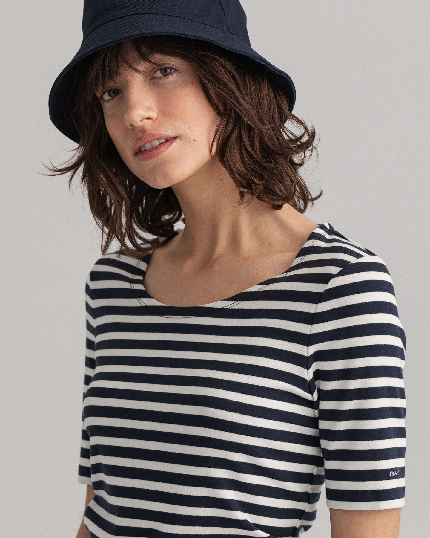 Striped Ribbed Long-Short Sleeve T-Shirt