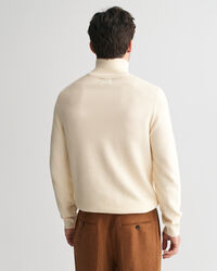 Micro Textured Cotton Half-Zip Sweater