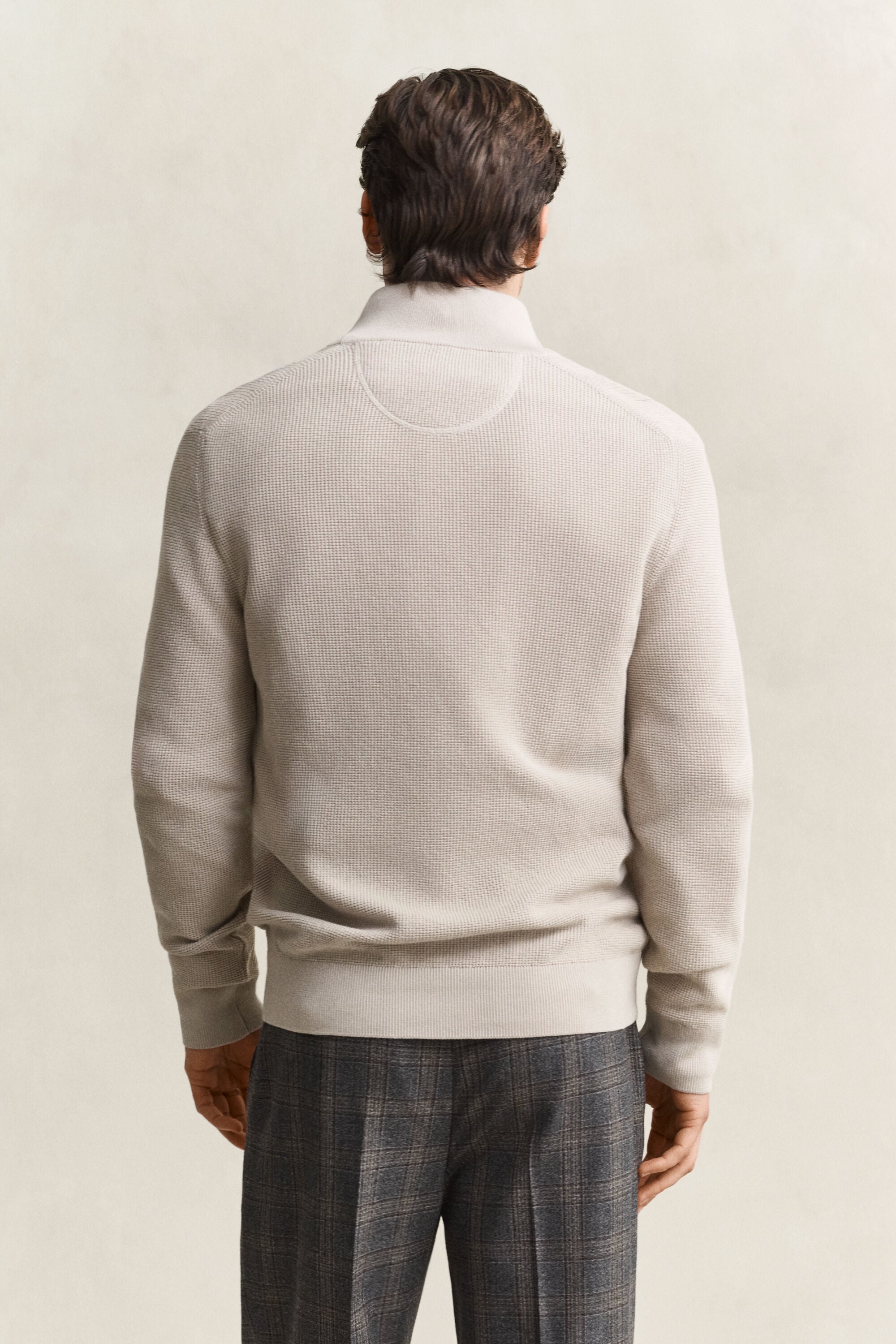 Textured Cotton Half-Zip Sweater