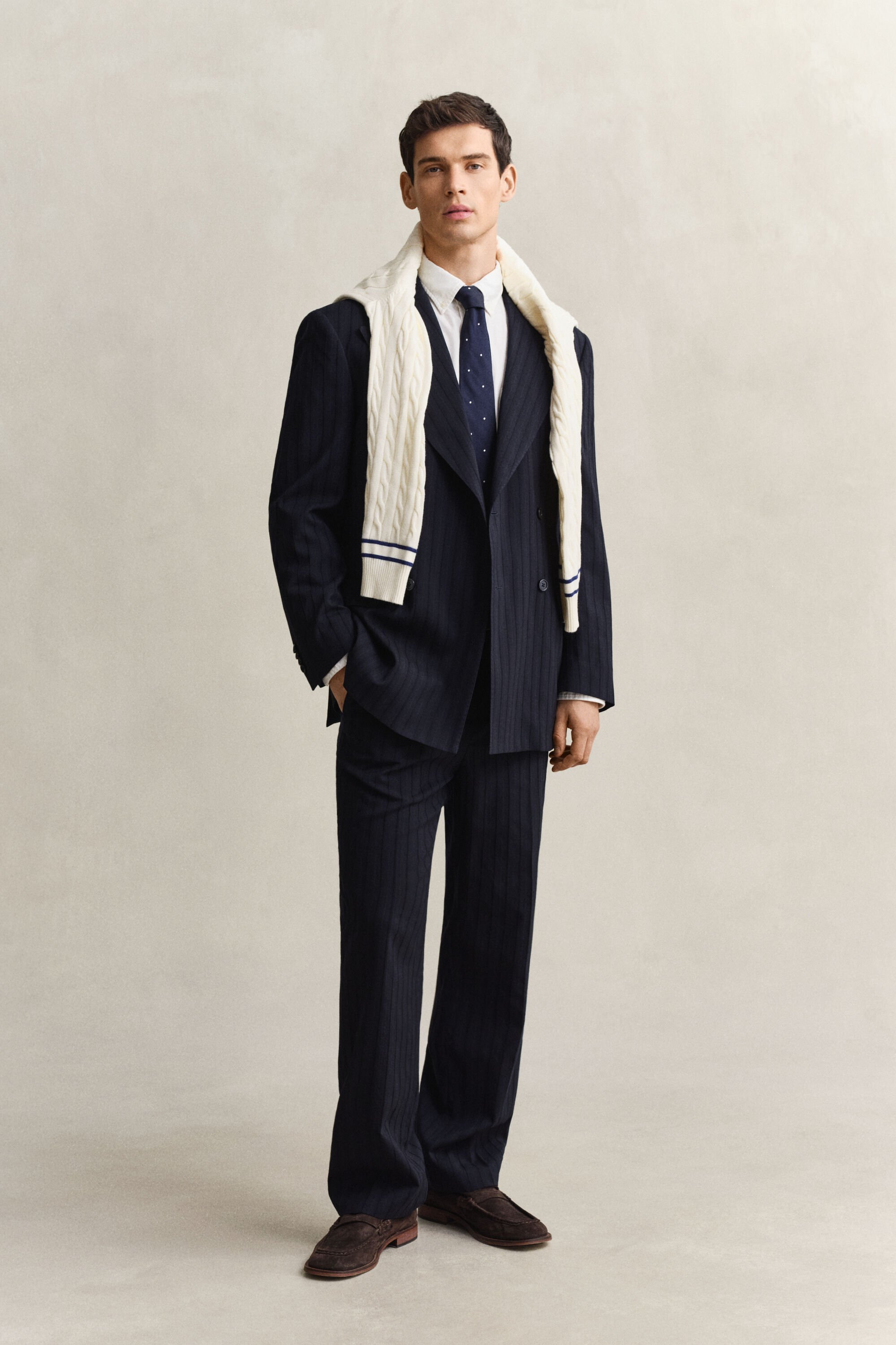 Tonal Pinstriped Suit Pants