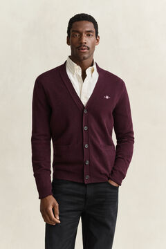 Lambswool V-Neck Cardigan — DARKENED WINE 4