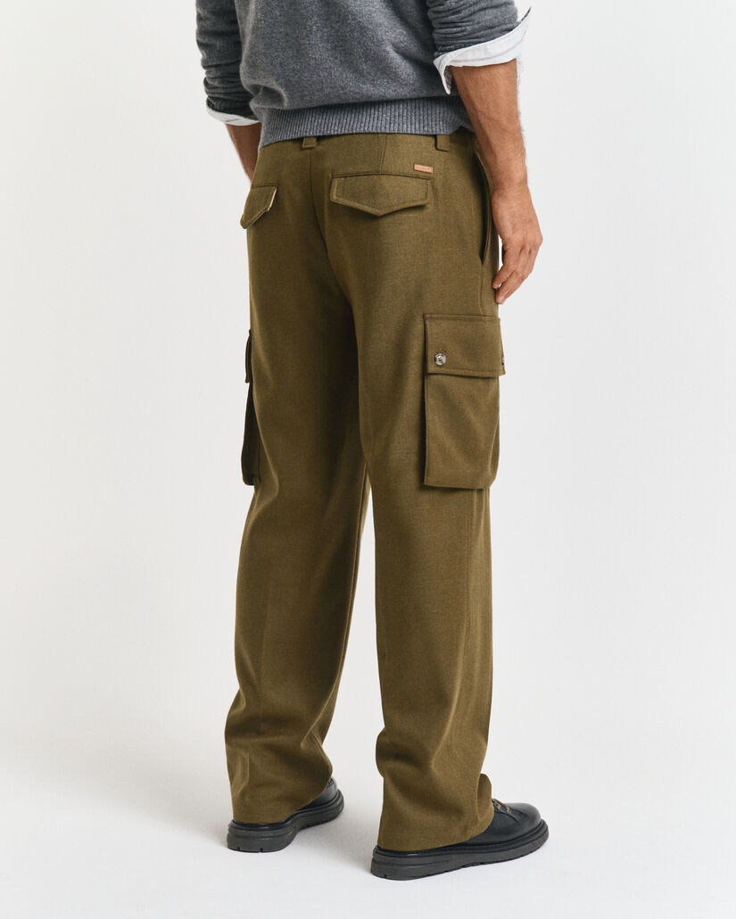 Relaxed Fit Wool Blend Cargo Pants