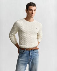Cotton Cable Knit Crew Neck Sweater