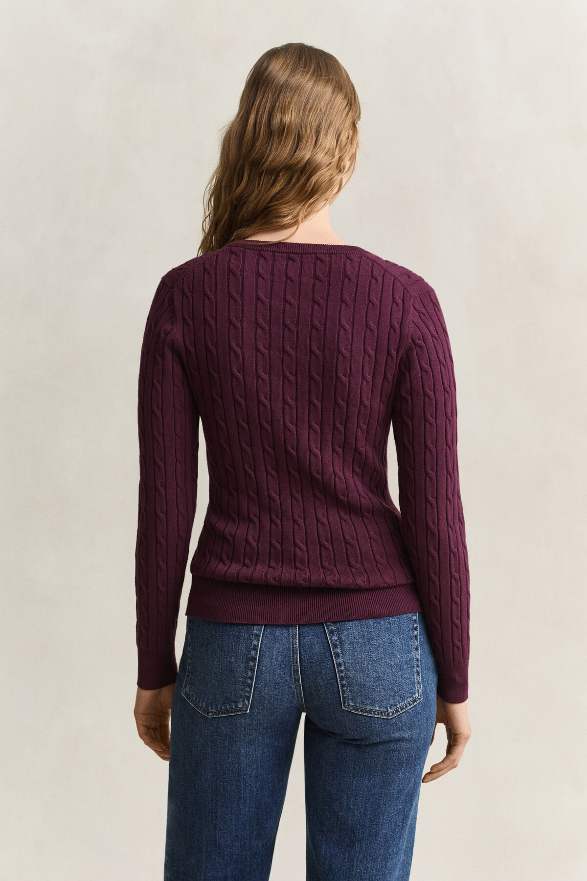 Classic Cable Knit Sweater — DARKENED WINE