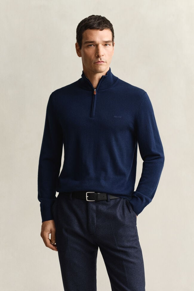 Extra Fine Merino Wool Half-Zip Sweater