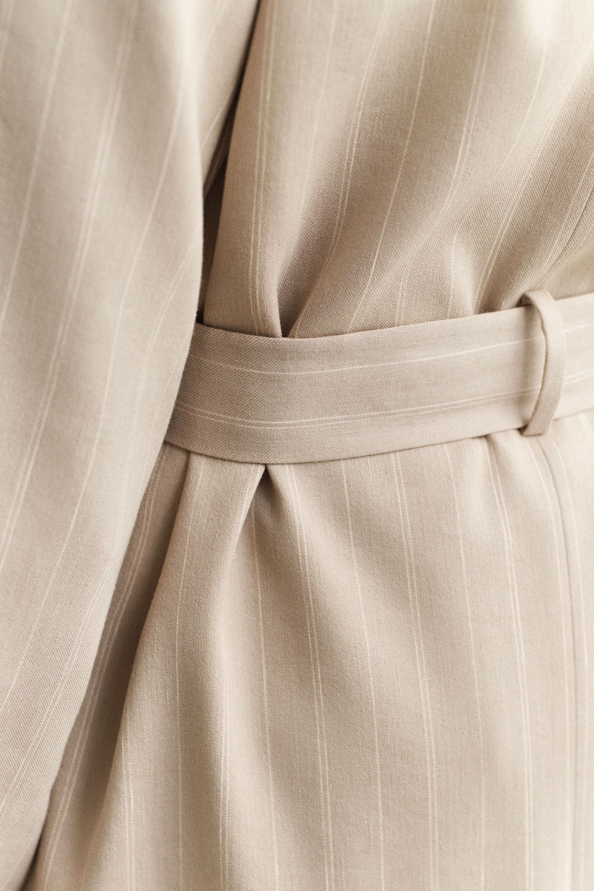 Linen Blend Pinstriped Coat