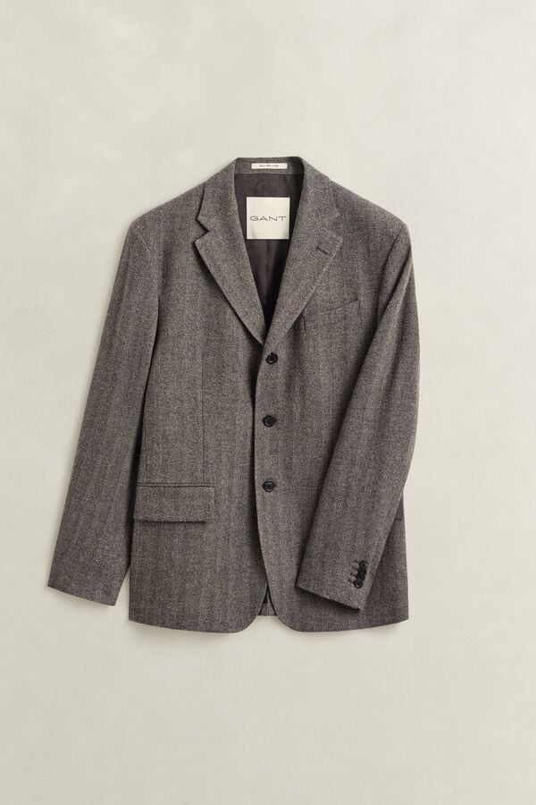 Pinstriped Suit Jacket — SHADOW BROWN