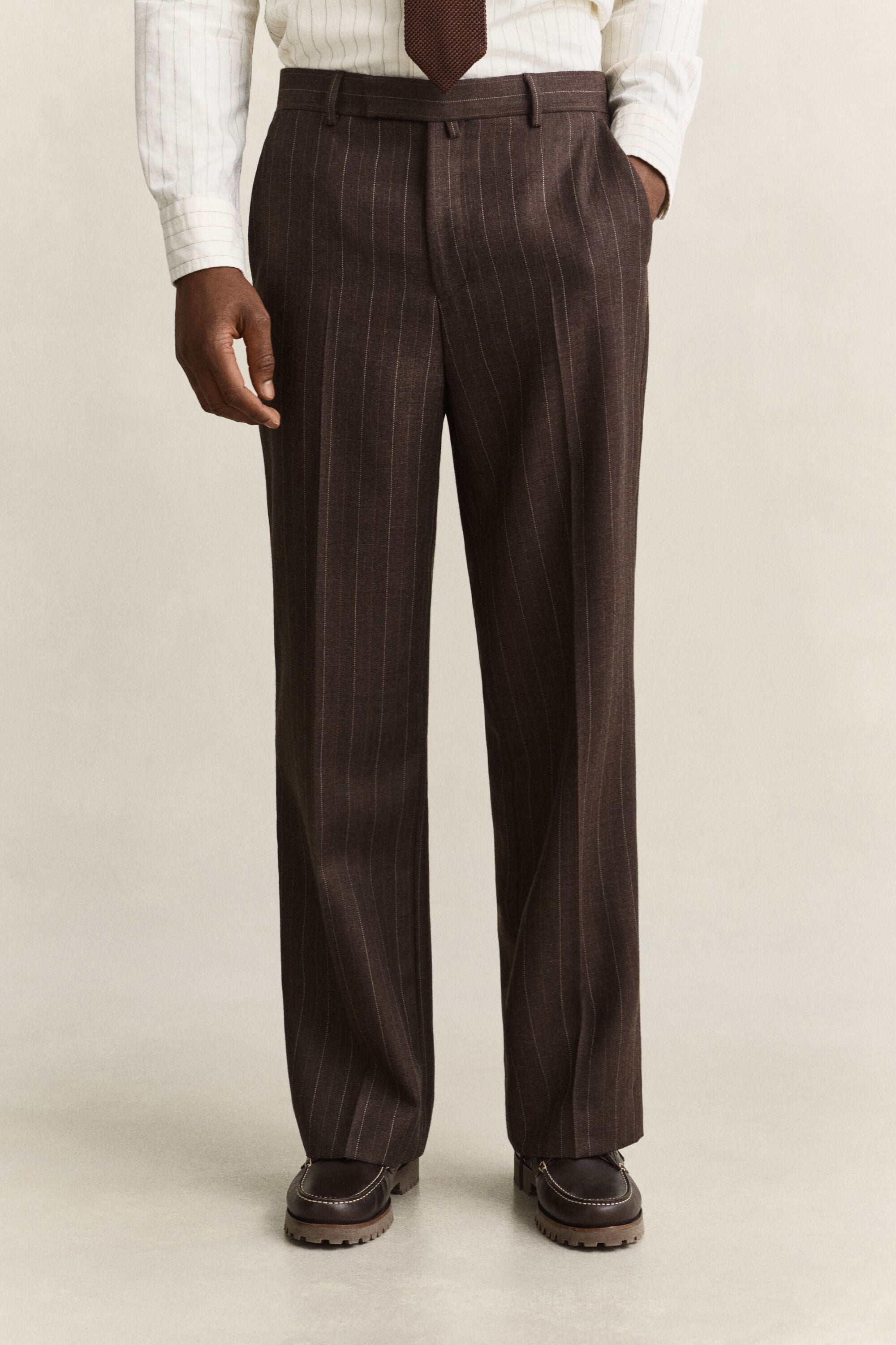 Wool Pinstriped Suit Pants