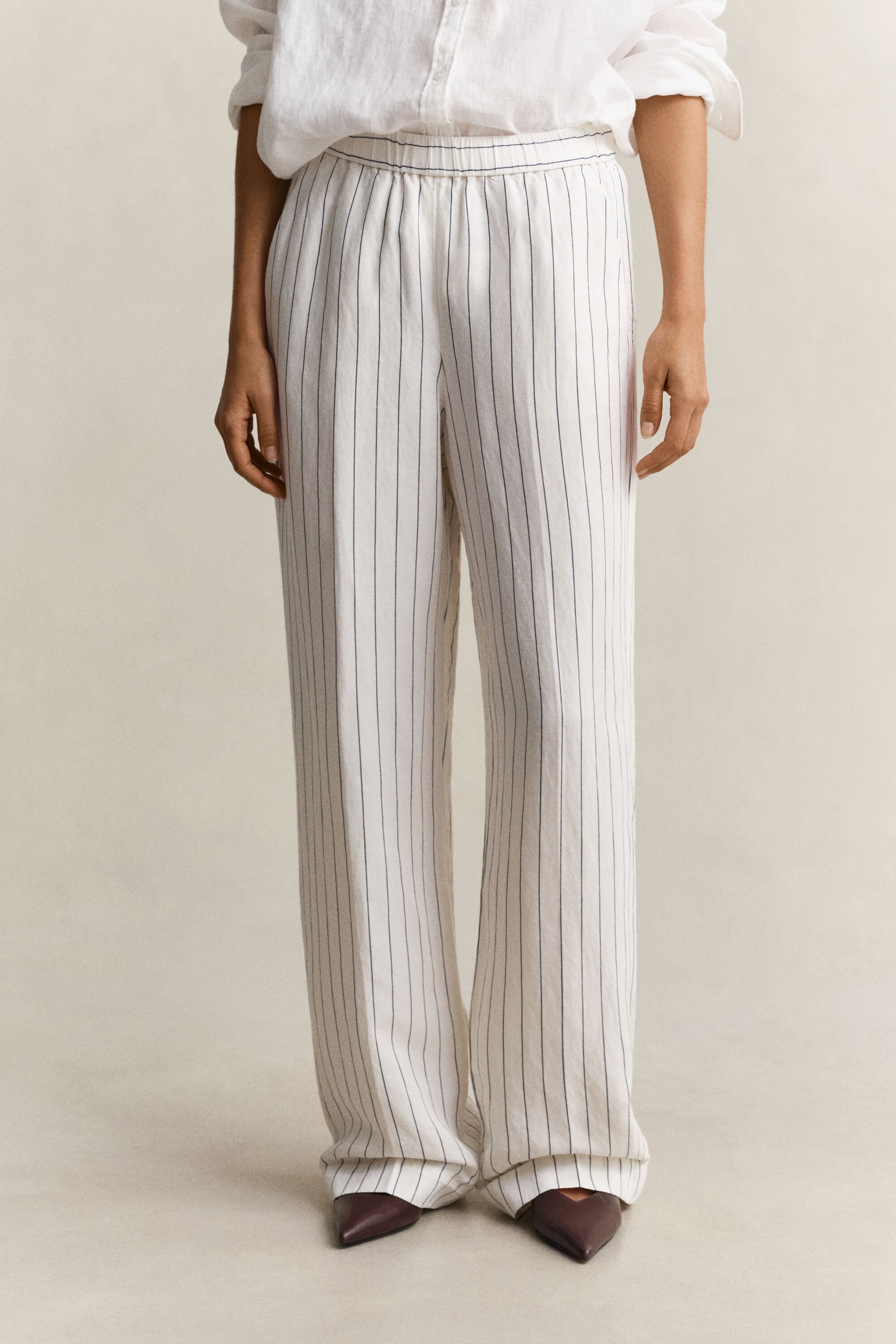 Striped Linen Blend Pants
