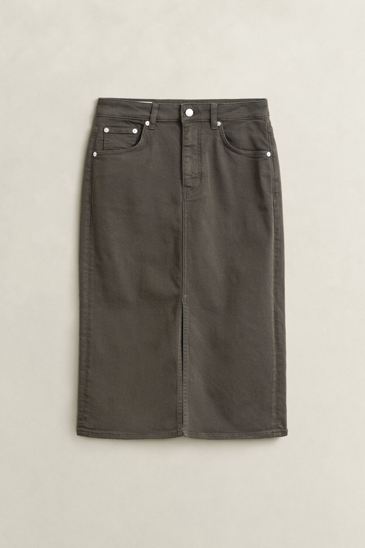 Twill Colored Pencil Skirt — DARK MOSS GREEN
