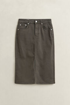 Twill Colored Pencil Skirt — DARK MOSS GREEN 1